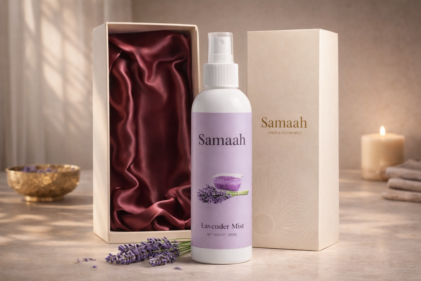 Samaah Lavender Linen and Room Mist – 200ml | Calming Home Fragrance