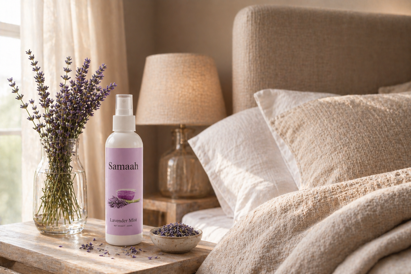 Samaah Lavender Linen and Room Mist – 200ml | Calming Home Fragrance