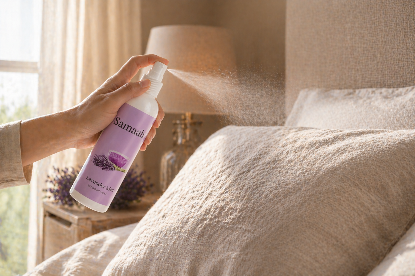 Samaah Lavender Linen and Room Mist – 200ml | Calming Home Fragrance