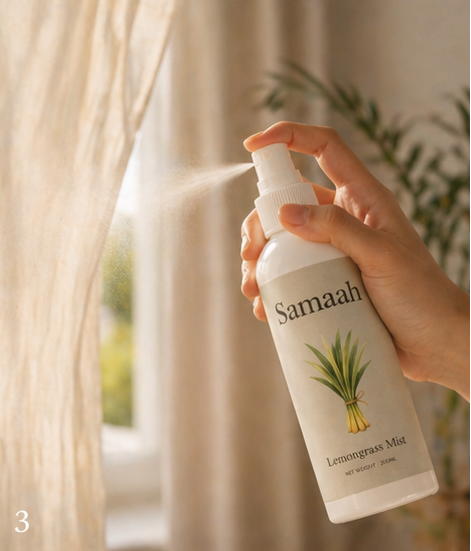 Samaah Lemongrass Linen and Room Mist – 200ml | Fresh & Uplifting Home Fragrance