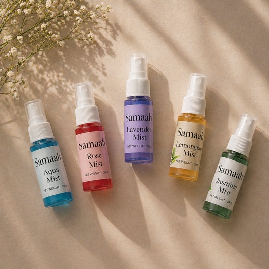 Samaah Luxury Linen and Room Mist Gift Set (5 x 20ml) – Aqua, Rose, Lavender, Lemongrass & Jasmine